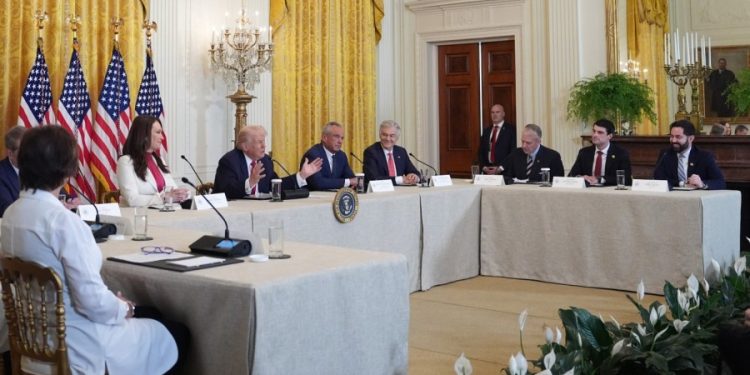 Vulnerable Republicans join Trump to tout rural healthcare plan